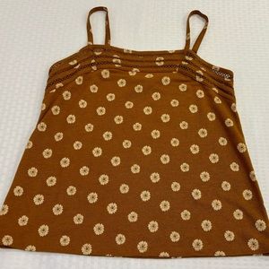 brown with cream flowers cami/tank top, size S/Petite